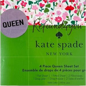 Kate Spade - ‘Pink/Red Floral’ Queen Sheet Set. NWT. Firm! Last One!